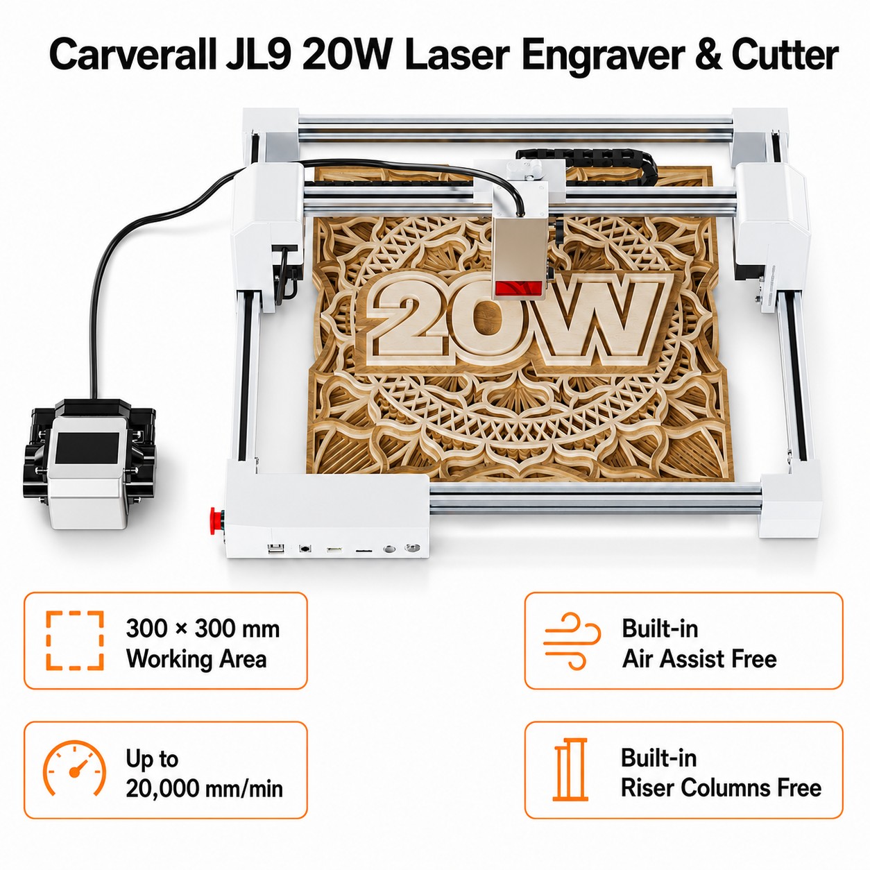 Industrial Laser Engraver - Carverall JL9 20W Graveur et Découpeur