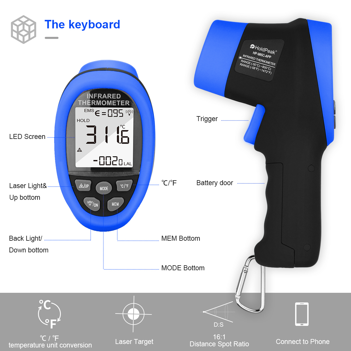 Thermomètre infrarouge HoldPea - Industrial Laser Temperature Sensor avis et prix